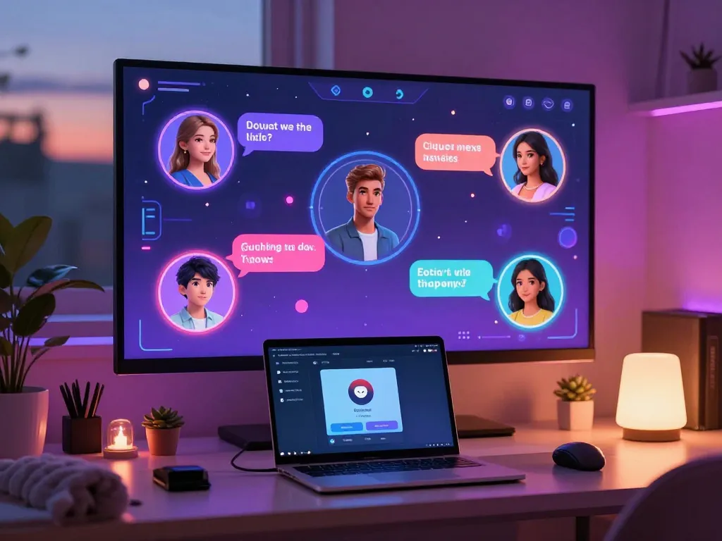 Engaging nsfw chat scene showcasing vibrant avatars in a digital setting.