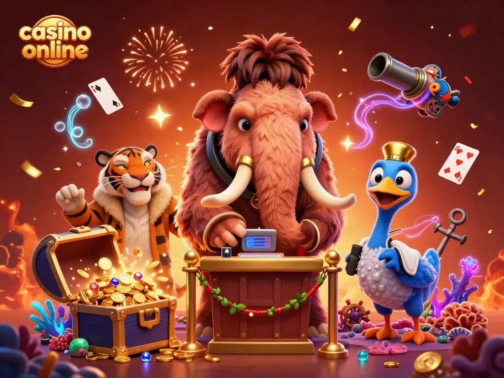 Juego emocionante en un casino online, con personajes únicos y elementos de juego fascinantes.