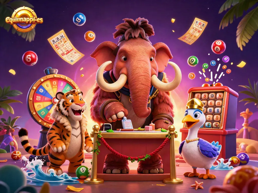 Engage with equlumappai-es at a vibrant animated casino scene filled with dynamic lottery elements.