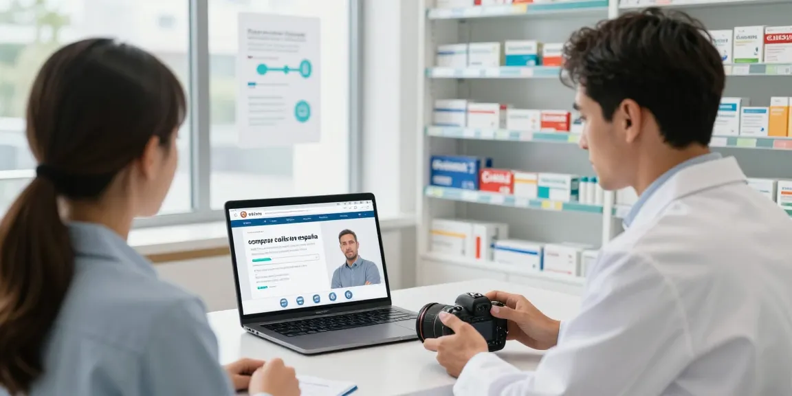 Consulting a pharmacist online to comprar cialis en españa for men's health at a virtual pharmacy.