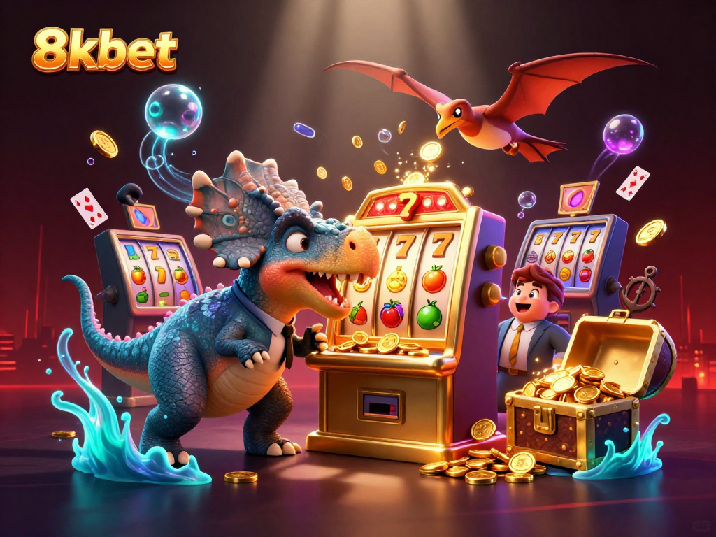 8xbet brings excitement with a lottery-themed 3D cartoon scene featuring dynamic characters and golden jackpots.