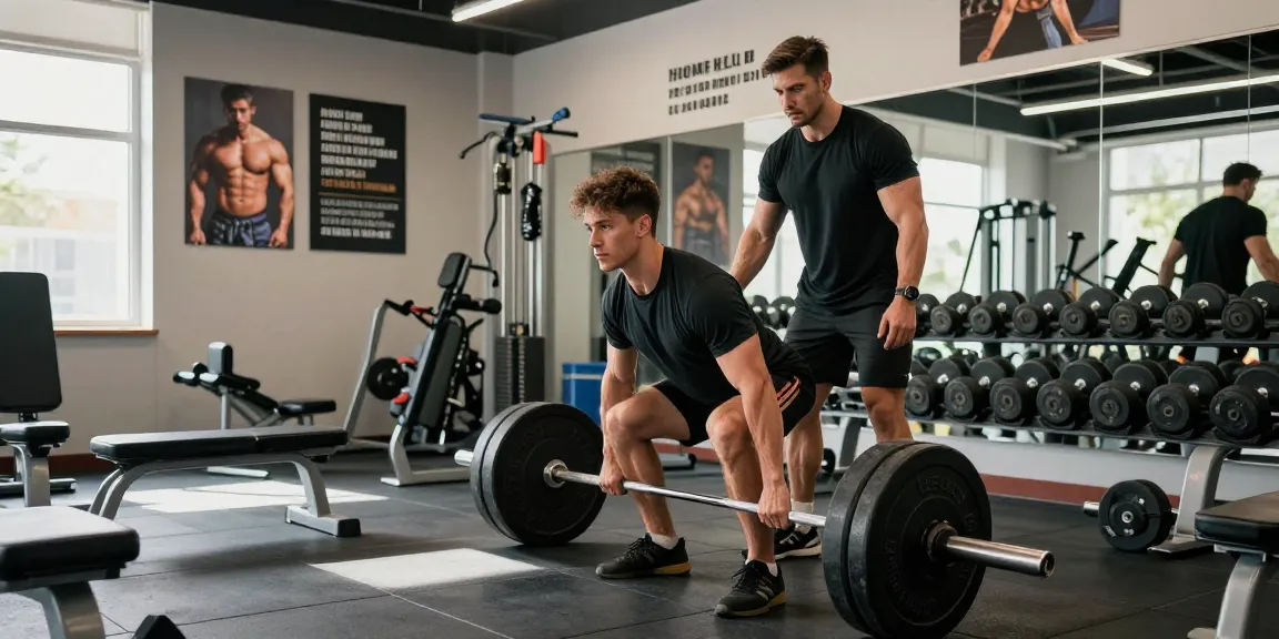 Entrenamiento en el gimnasio con Esteroidesshop, hombre levantando pesas, ambiente motivador.