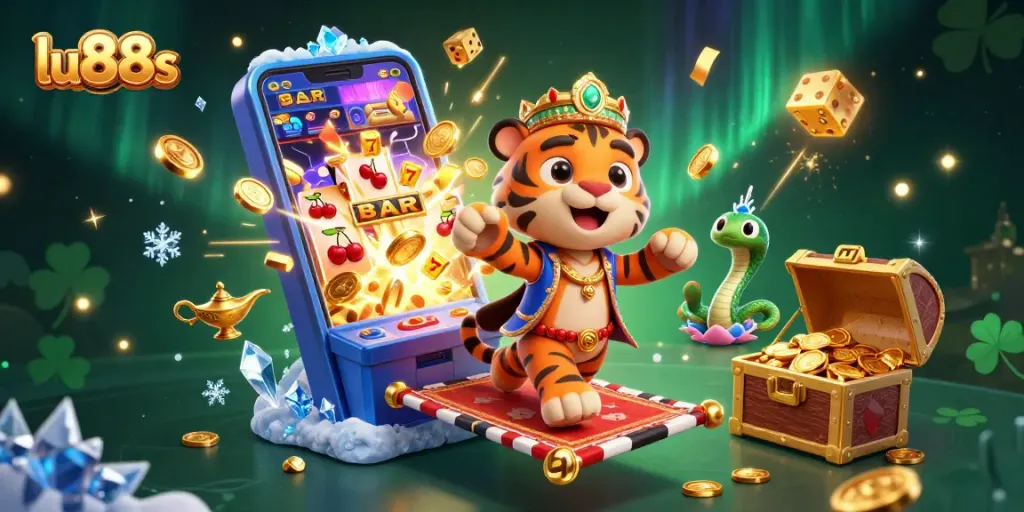 Experience the thrill of winning at lu88s with a vibrant jackpot scene showcasing a casino adventure.