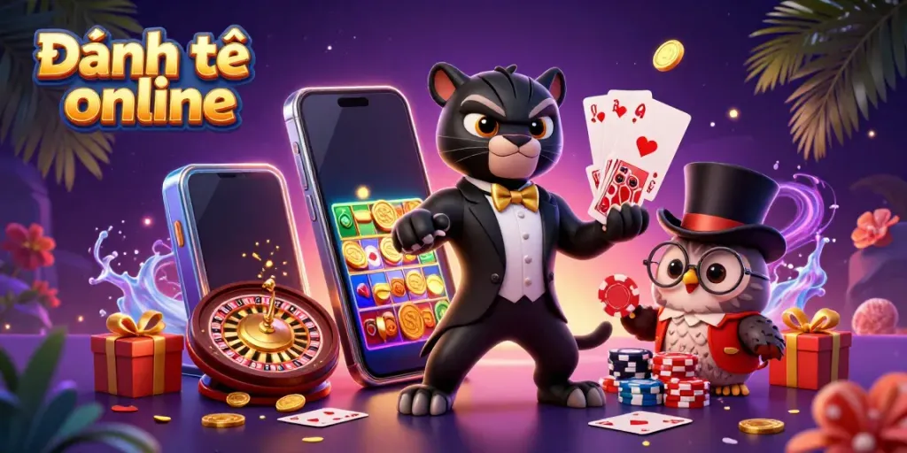 Experience thrilling Đánh đề online action with vibrant characters and casino elements in a unique 3D scene.