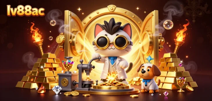 Experience thrilling gameplay at lv88ac with vibrant gold and gem-filled casino scene.