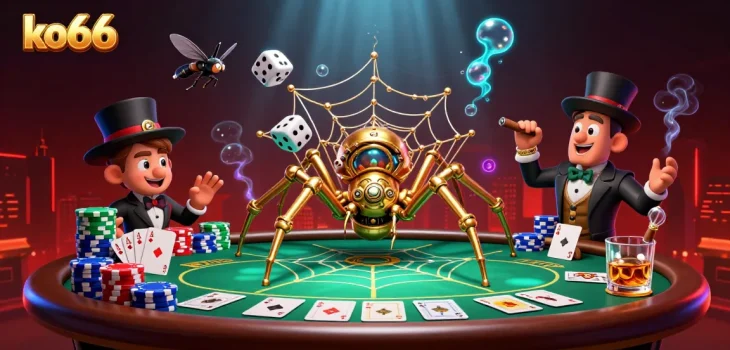 Enhance your play with ko66 in this vibrant casino-themed 3D illustration featuring iconic game elements.
