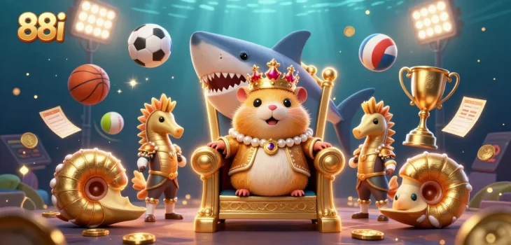 Experience thrilling gameplay at 88i with the golden hamster king amidst vibrant casinos.