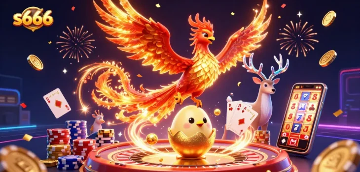 S666 offers exhilarating slots and jackpot games in a vibrant casino atmosphere, showcasing stunning visuals.